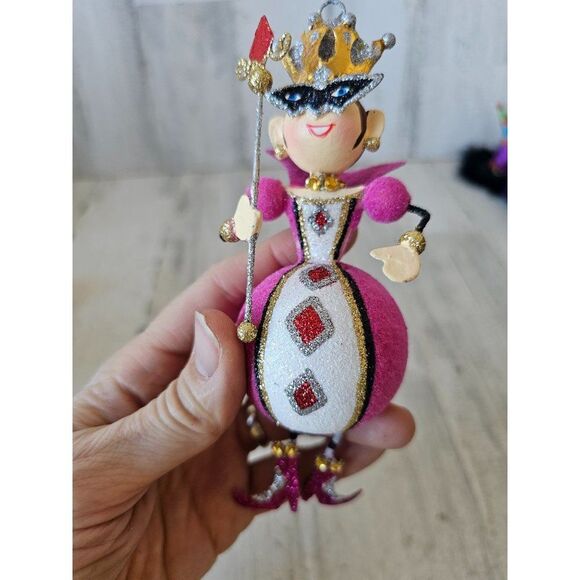 Pier 1 Queen jointed glitter metal valentine ornament vintage Xmas tree wand pin - Picture 2 of 10